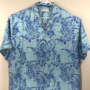 Caribbean Mens Button Up 100% Silk Size XL